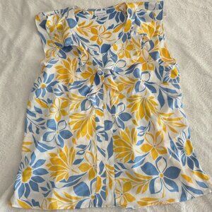Liz Claiborne blue & yellow floral blouse (size L)